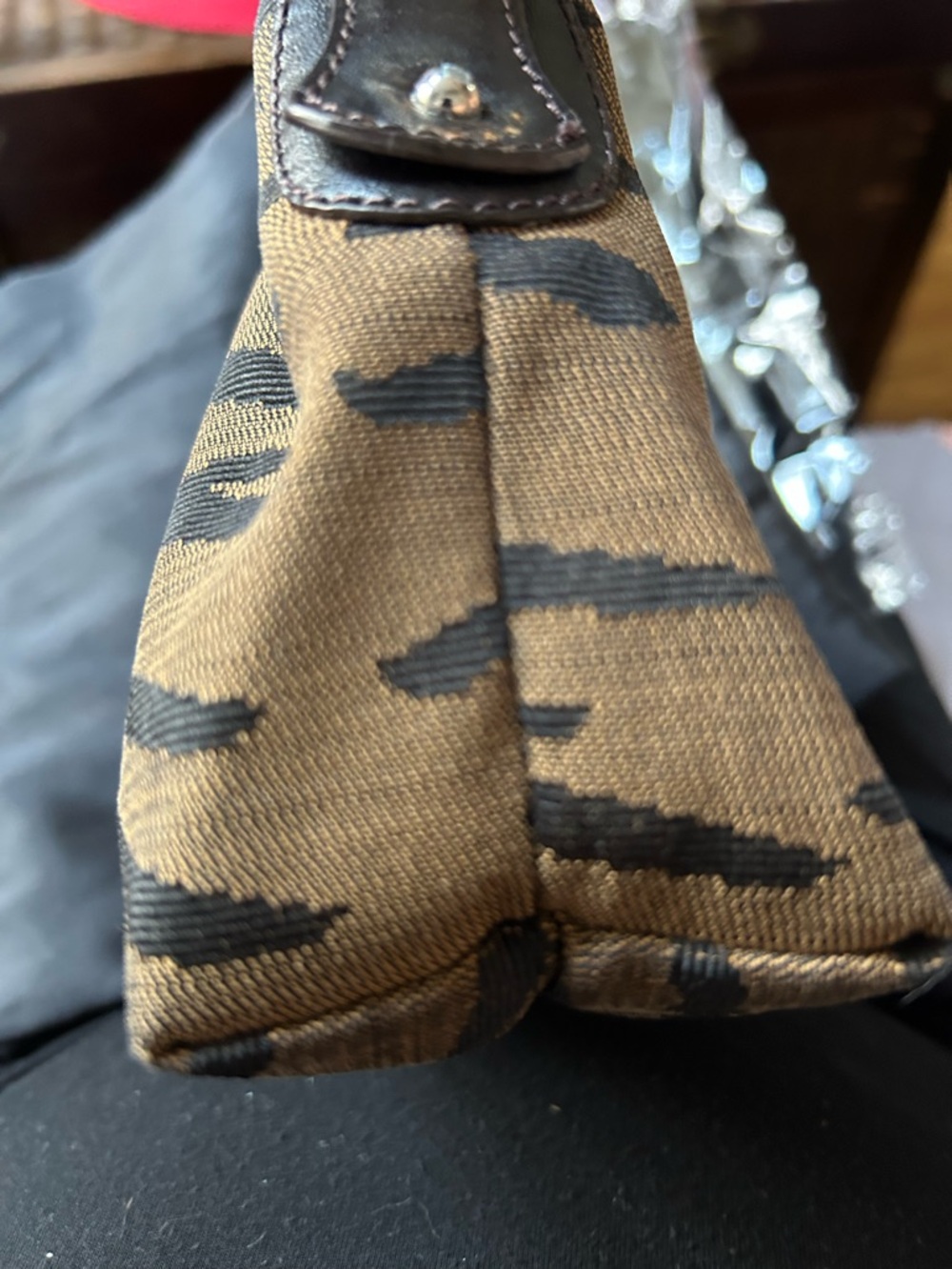 Fendi Brown and Black Hobo Bag Chef Style mini zebra print - Picture 9 of 16